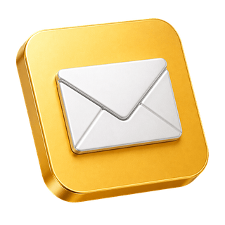 Ícone decorativo em 3D com formato de envelope postal na página de contato